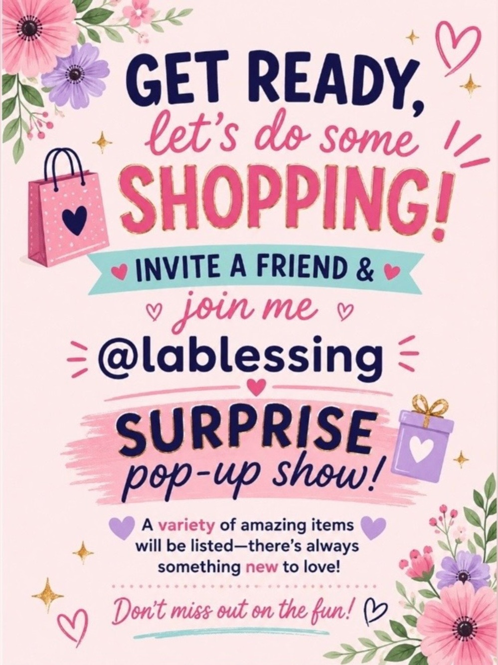 Surprise Pop-Up Show Party Sign - Pink Floral Invite